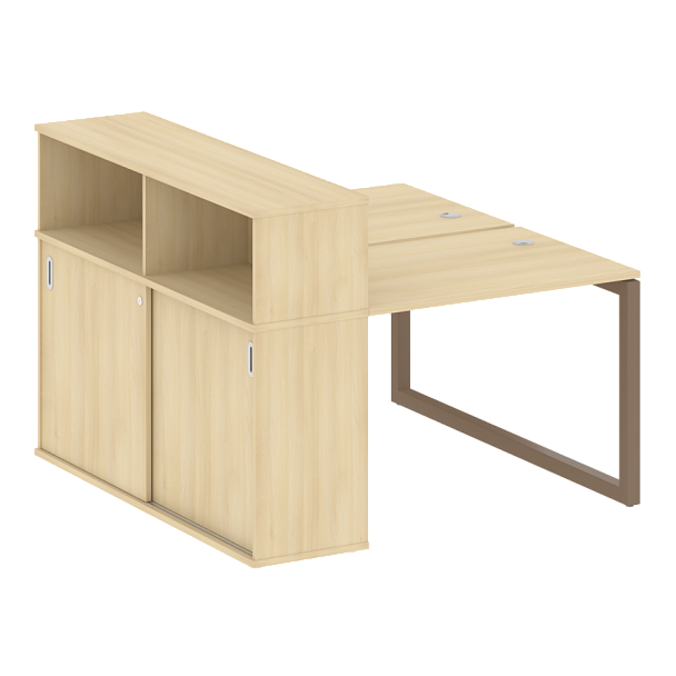 Metal System Quattro Р. ст. с шкафом-купе на О-образном м/к 50БО.РС-СШК-2.1 Т Акация/Мокко металл 1410*1475*1098 - Вид 1