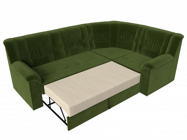 Угловой диван Карелия правый (полностью микровельвет зеленый) - Вид 6