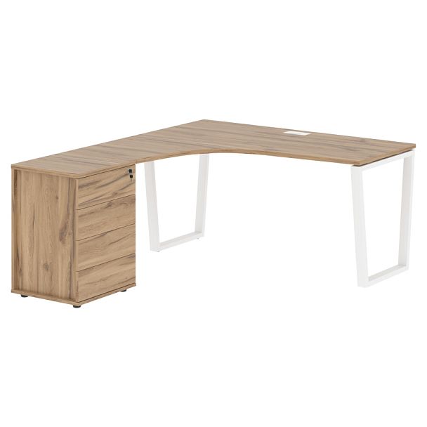 Стол эргономичный с тумбой EVCET 1518(L) Дуб Денвер светлый/Белый 1560х1880х750 EDIS - Вид 1