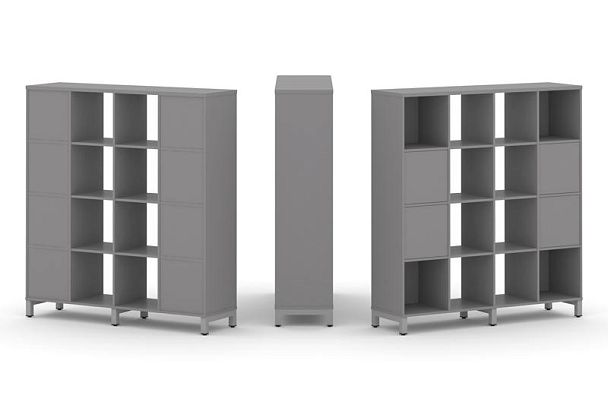 Стайл Проджект Набор стеллажа одностороннего, 4 яруса SN.NS-441 Серый Пепел/Металл Серый 1488*400*16 - Вид 1