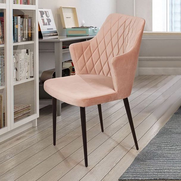 Стул с подлокотниками Hunt ромб, бархат бежевый 5 / чёрный конус - Вид 6