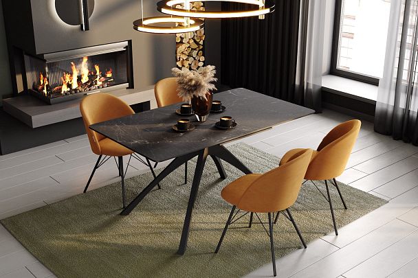 Обеденная группа Sheffilton SHT-DS298 серый мрамор/чёрный муар - Вид 3