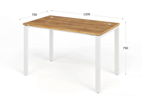 TANDEM RTD061-MK-120-ME Стол прямой на металлокаркасе ун-й 1200х700х750 Таксония медовая/Белый - Вид 2