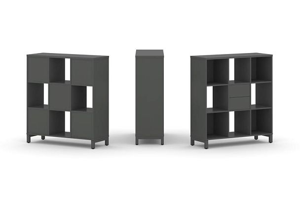 Стайл Проджект Набор стеллажа 1 сторон., 3 яр. SN.NS-331 Антрацит/Металл Антрацит 1121*400*1248 - Вид 1