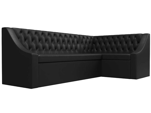 Кухонный угловой диван Мерлин правый (полностью экокожа черная) - Вид 3