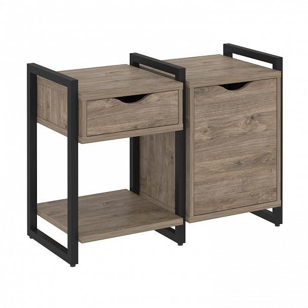 Тумба на опорах наборная "Loft" VR.L-TN-3.O тиквуд темный/черный - Вид 1