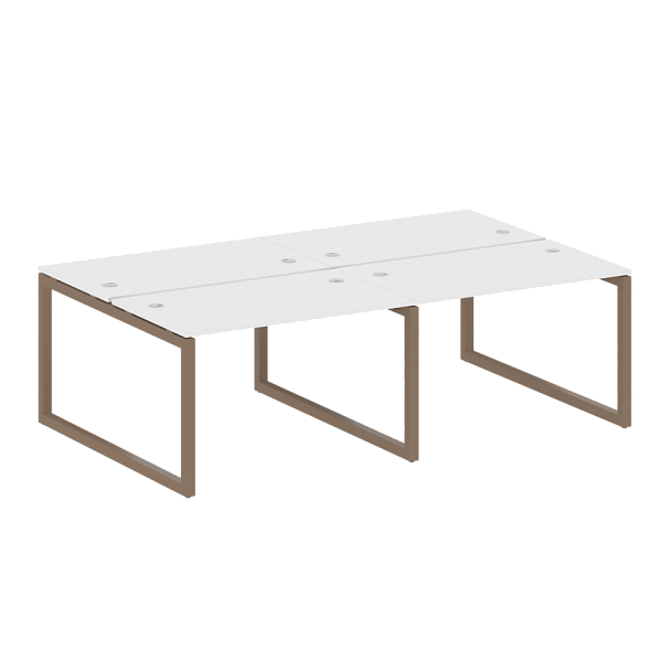 Metal System Quattro Р. ст. на 4 раб. места на О-образном м/к 50БО.СМ-4.2 Белый/Мокко металл 2400*1475*750 - Вид 1