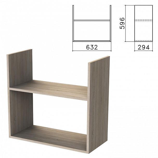 Полка навесная настенная "Бюджет", 632х294х596 мм, дуб сонома, 402668-091 - Вид 2