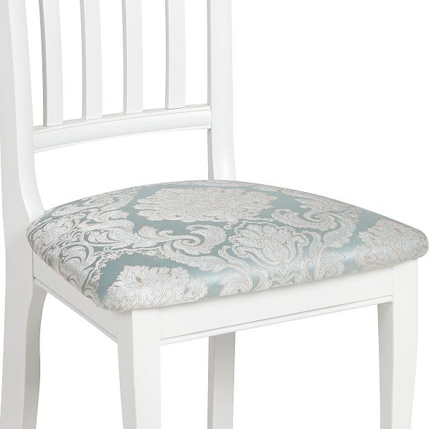 Стул деревянный с мягким сиденьем Бэль Белая эмаль/Бирюзовый жаккард - Вид 12