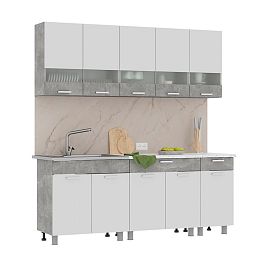 Кухня Денвер 2,0 Фасад БЕЛЫЙ/Корпус АТЕЛЬЕ СВЕТЛОЕ - Фото предпросмотра