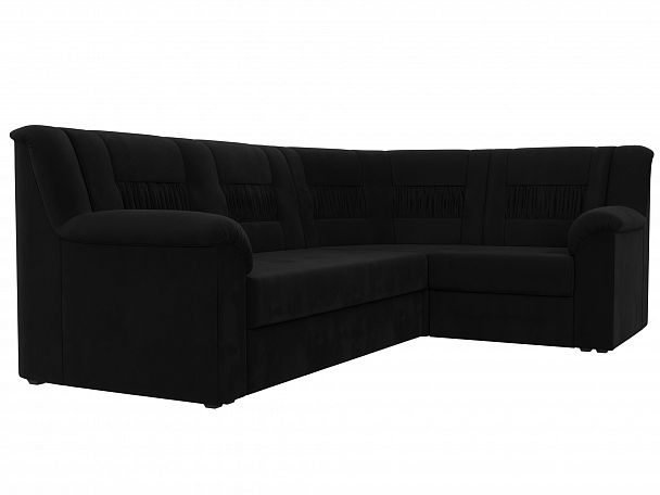 Угловой диван Карелия правый (полностью микровельвет черный) - Вид 3