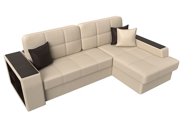Угловой диван Брюссель правый (полностью экокожа бежевая) - Вид 5