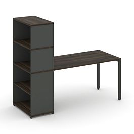 Concept Стол рабочий с опорным стеллажом с надставкой выс. CN.SP-213 Дуб Мали/Антрацит/Металл Антрацит 1400*720*1530 - Фото предпросмотра