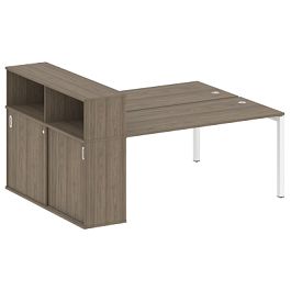 Metal System Quattro Р. ст. с шкафом-купе на П-образном м/к 50БП.РС-СШК-2.4 Т Вяз/Белый металл 2010*1475*1098 - Фото предпросмотра