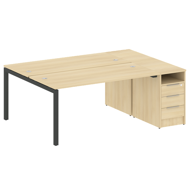 Metal System Quattro Р. ст. с тумбой на П-образном м/к 50БП.РС-СТП-2.4 Акация/Антрацит металл 2012*1475*750 - Вид 1