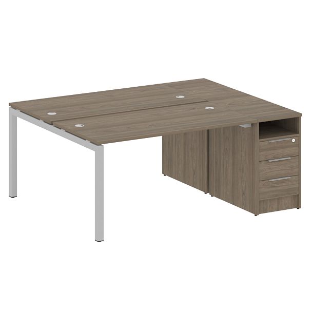 Metal System Quattro Р. ст. с тумбой на П-образном м/к 50БП.РС-СТП-2.3 Вяз/Серый металл 1812*1475*750 - Вид 1