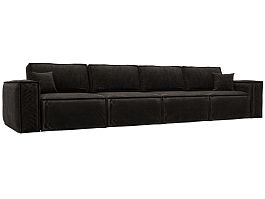 Диван прямой Лига-081 НПБ МегаЛонг Велюр коричневый - Фото предпросмотра