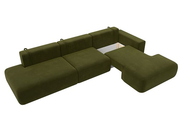 Диван угловой Лига-036 Модерн Лонг правый угол Микровельвет зеленый - Вид 7