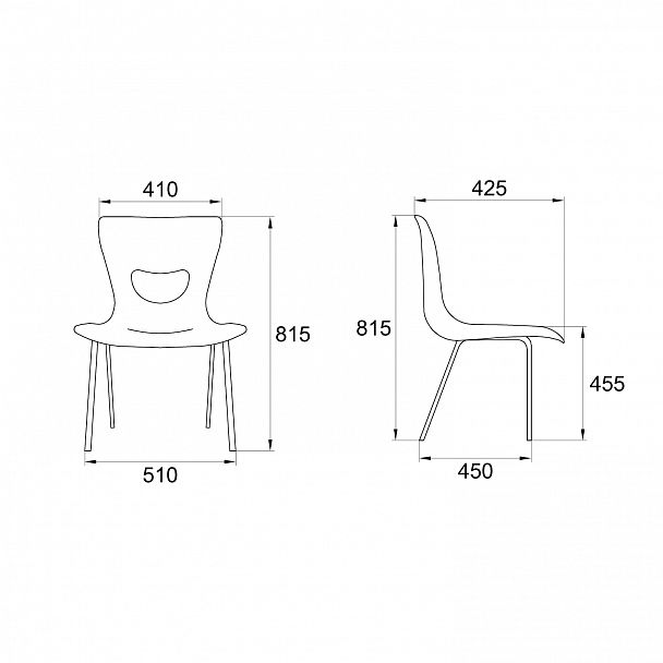Стул PLUTO (4 ножки) каркас хром, черный - Вид 6