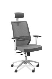 Кресло Aero 3D HW белый каркас сетка/ткань Bahama / серая/серая BA50 - Фото предпросмотра