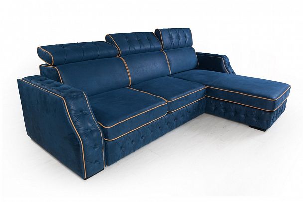 Portofino угловой диван-кровать замша синий - Вид 7