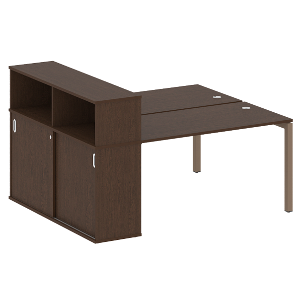 Metal System Quattro Р. ст. с шкафом-купе на П-образном м/к 50БП.РС-СШК-2.3 Т Венге/Мокко металл 1810*1475*1098 - Вид 1