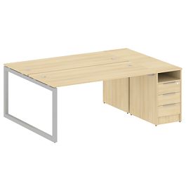 Metal System Quattro Р. ст. с тумбой на О-образном м/к 50БО.РС-СТП-2.4 Акация/Серый металл 2012*1475*750 - Фото предпросмотра