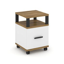 Concept Тумба мобильная 1 распаш. фасад с надставкой CN.TUM-008 B Сандал Янтарный/Белый Бриллиант/Металл Черный 420*420*615 - Фото предпросмотра