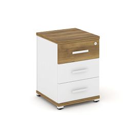 Concept Тумба опорная/приставная 3 ящ. CN.TUO-001 W Сандал Янтарный/Белый Бриллиант/Металл Белый 420*420*583 - Фото предпросмотра