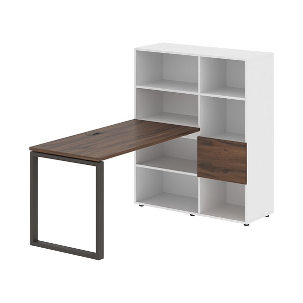 Стол-стеллаж EQRST 1113 Дуб Денвер тёмный/Мокко/Белый 1790х1120х1355 EDIS - Вид 1