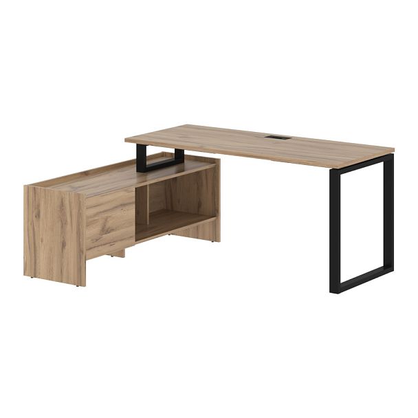 Стол с тумбой EQCT 17614 Дуб Денвер светлый/Черный 1760х1400х750 EDIS - Вид 1