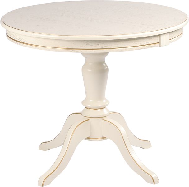 Стол деревянный раздвижной Элат D90(130)х90х76 Слоновая кость с золотой патиной - Вид 1