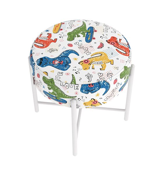 Банкетка Sheffilton KIDS SHT-B4 диномикс/белый муар - Вид 5