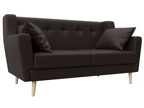 Прямой диван Брайтон 2 (полностью экокожа коричневая) - Вид 1