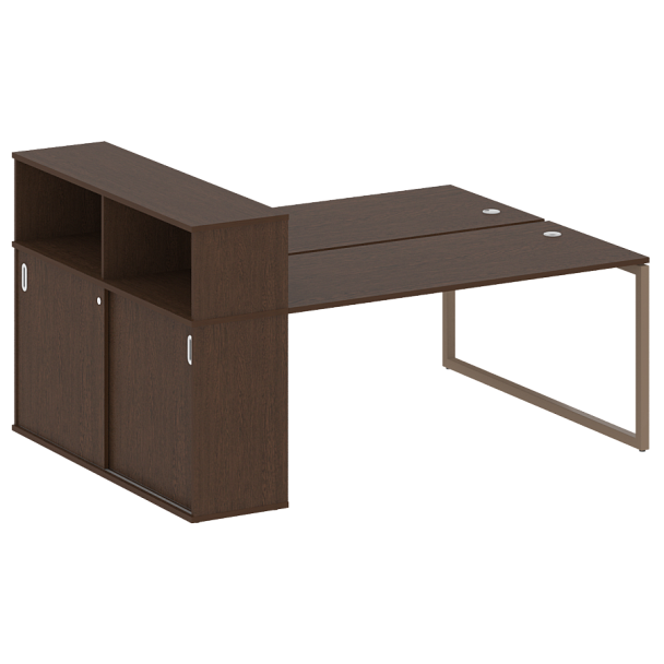 Metal System Quattro Р. ст. с шкафом-купе на О-образном м/к 40БО.РС-СШК-2.4 Т Венге/Мокко металл 2010*1475*1098 - Вид 1