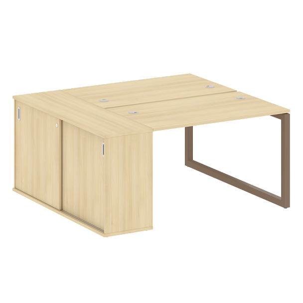 Metal System Quattro Р. ст. с шкафом-купе на О-образном м/к 50БО.РС-СШК-1.2 Т Акация/Мокко металл 1610*1475*750 - Вид 1