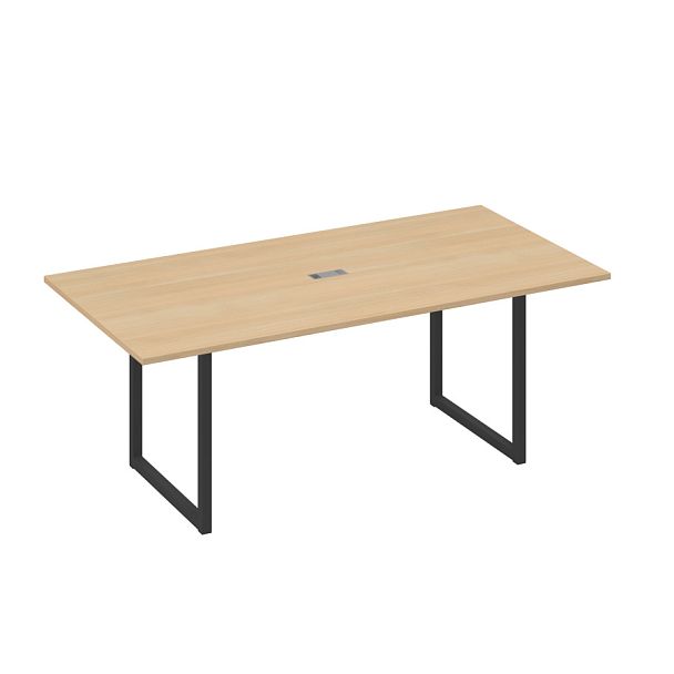 Стол 200 с металлокаркасом QUATTRO для переговоров A4 А4 Б4 123 БП натуральный дуб / металлокаркас антрацит - Вид 1
