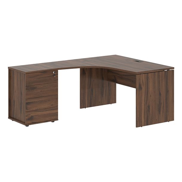 Стол эргономичный с тумбой EDCET 1318(L) Дуб Денвер тёмный/Мокко 1360х1880х750 EDIS - Вид 1