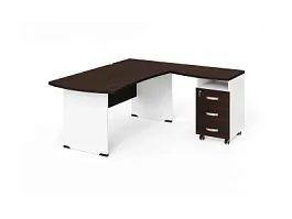 БЕРЛИН / BERLIN Угловое рабочее место правое 1800х1600х740 Венге/Белый - Фото предпросмотра