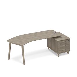 Стол эргономичный на тумбе малой (тип 5) WOOD правый Time wood ТМ В2 132 ВЛ ВЛ ВЛ вяз либерти - Фото предпросмотра