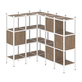 Loft Угловой внутренний стеллаж наборный VR.L-30 Дуб аризона/Белый металл 1278*1278*1458 - Фото предпросмотра