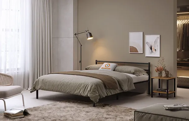 Кровать металлическая Лофт КОМПАКТ 1400*1900, цвет черный - Вид 4