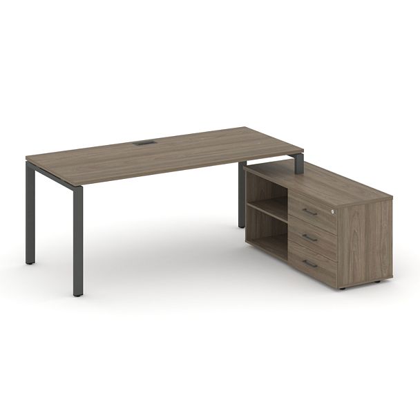 Стайл Проджект Директ / Style Project Direct Стол письменный с греденцией правой SN-6P.SRG-015.M(R) Вяз Благородный/Металл Антрацит 1980*1480*750 - Вид 1