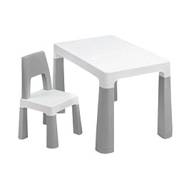 Стол детский + стул BRABIX KIDS CS-003, 2-7 лет, пластик белый + серый, 533292 - Фото предпросмотра