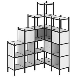 Loft Угловой внутренний стеллаж наборный VR.L-44 Белый бриллиант/Чёрный металл 1694*1278*2280 - Фото предпросмотра