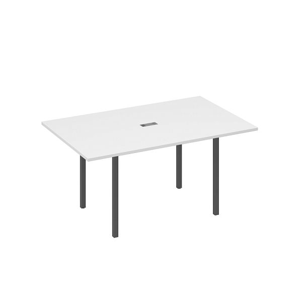 Стол для переговоров 160 прямой на каркасе DUE A4 А4 Б2 121 БП белый премиум / металлокаркас антрацит - Вид 1