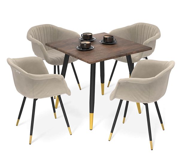 Обеденная группа Sheffilton SHT-DS319 палисандр/ванильный крем/черный муар/золото - Вид 1