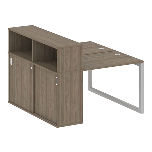 Metal System Quattro Р. ст. с шкафом-купе на О-образном м/к 50БО.РС-СШК-2.1 Т Вяз/Серый металл 1410*1475*1098 - Вид 1