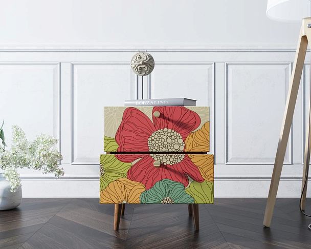 Тумбочка Berber с двумя ящиками 5 принт арт BB03/Print_05, разноцветная - Вид 2