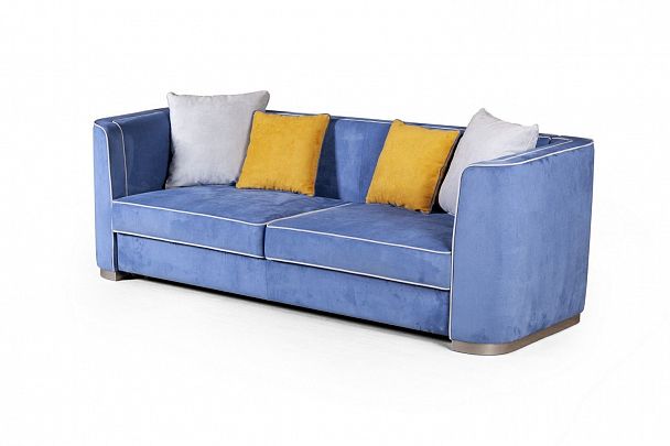 Komo диван-кровать трехместный, велюр синий - Вид 4